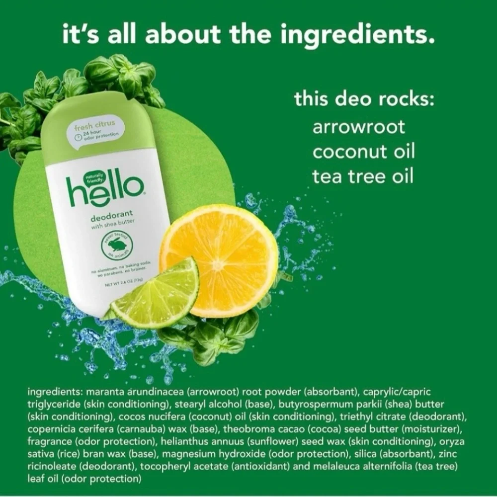 Hello‎ Fresh Citrus Deodorant 24 Hour Protection 2.6 oz